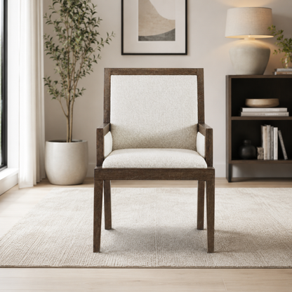 Bernhardt Outline Fabric Arm Chair with Exposed Wooden Frame-Comfort Design
