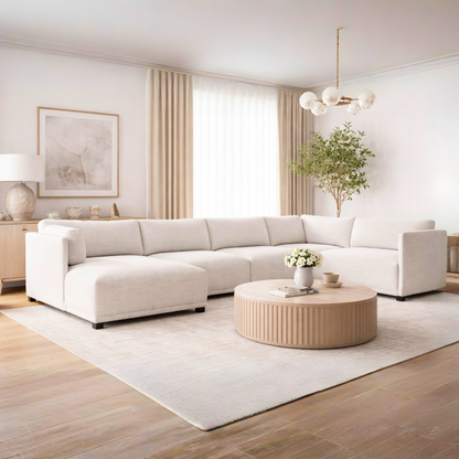 Bernhardt Parker Fabric Sectional With Chaise & Box-Edge Pillows