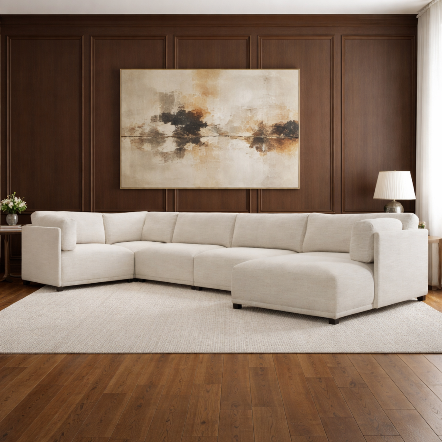 Bernhardt Parker Fabric Sectional With Chaise & Box-Edge Pillows