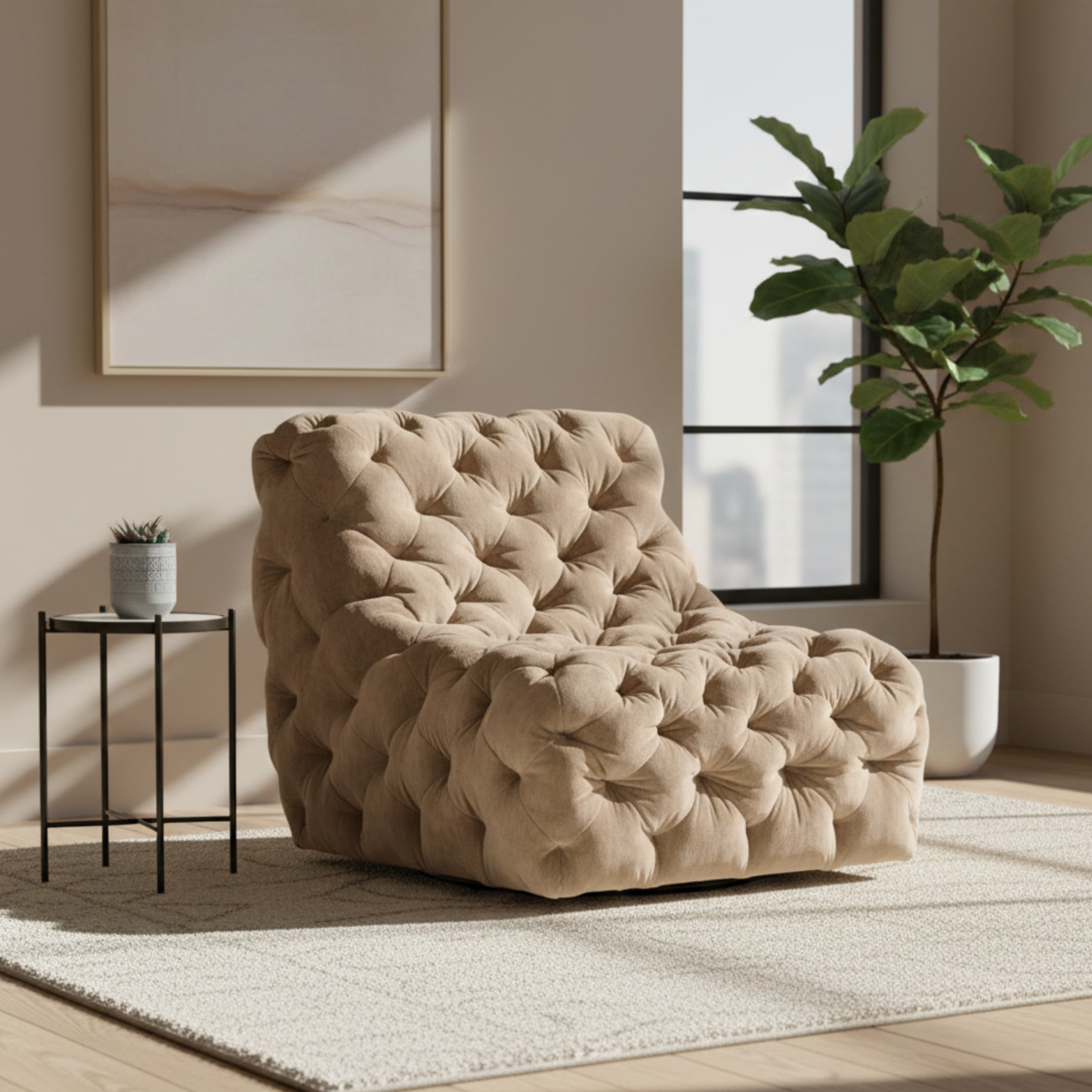 Bernhardt Rigby Fabric Tufted Swivel Chair