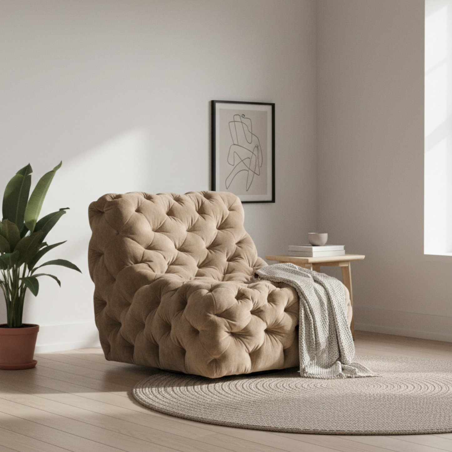 Bernhardt Rigby Fabric Tufted Swivel Chair