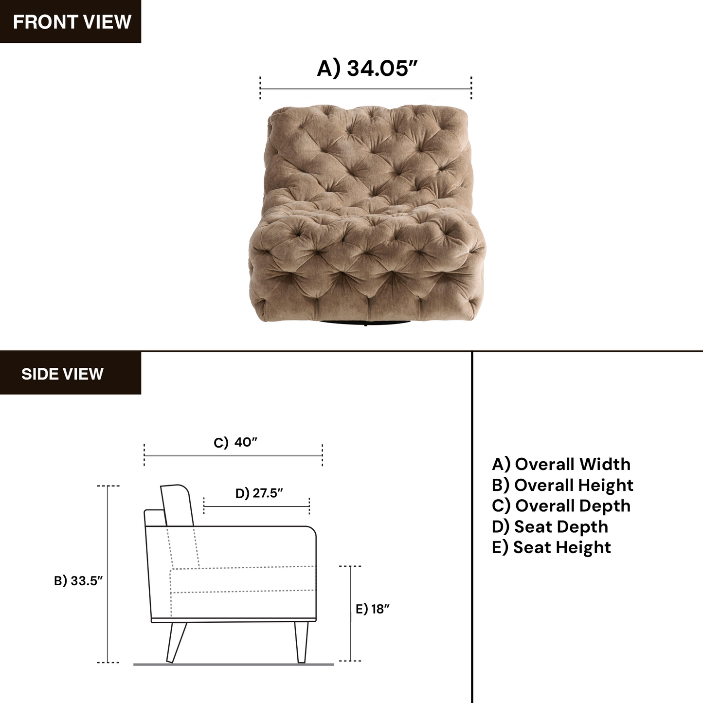 Bernhardt Rigby Fabric Tufted Swivel Chair