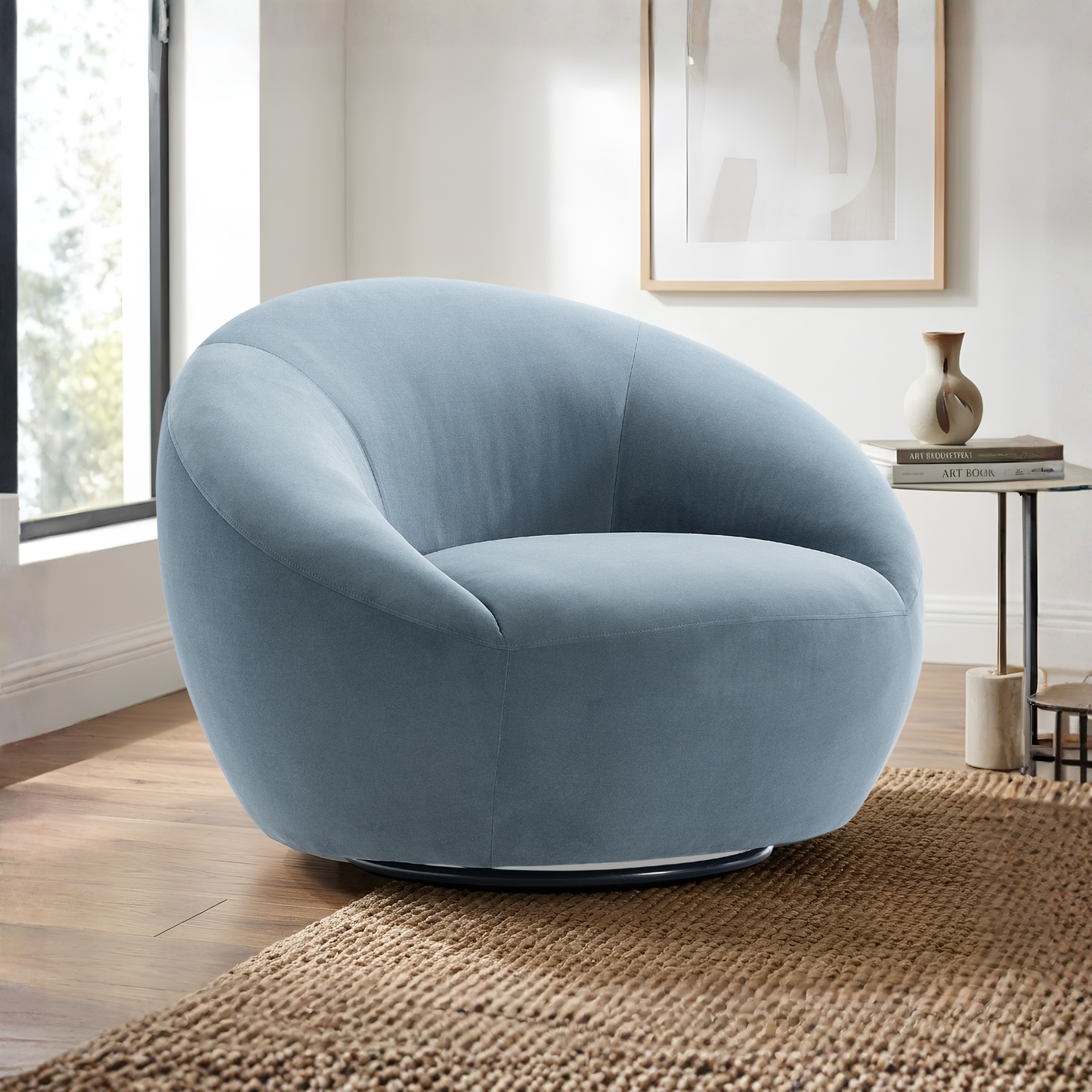 Bernhardt Rizz Upholstered Fabric Swivel Accent Chair