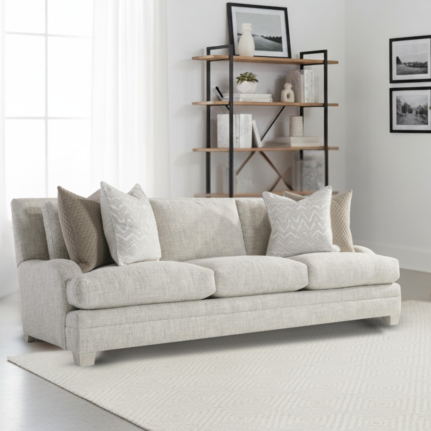 Bernhardt Rollins 3-Seater Fabric Sofa with Pillows