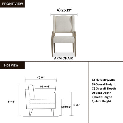 Bernhardt Santa Barbara Fabric Arm Chair with Wooden Saber Legs