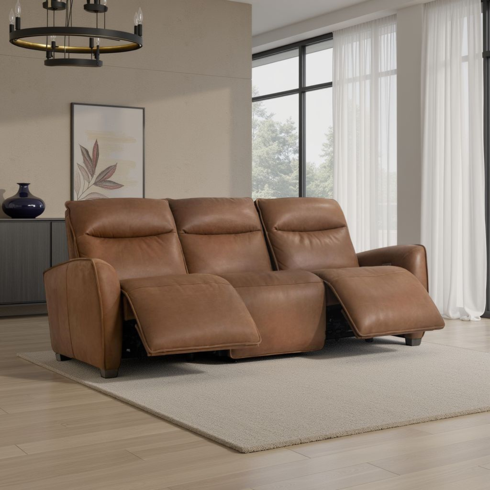 Bernhardt Sorrento 3-Seater Leather Power Motion Sofa