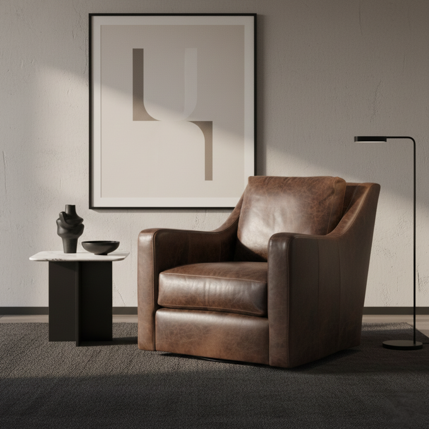 BernhardtVenturaLeatherSwivelChair in living room
comfortdesignfurnitures