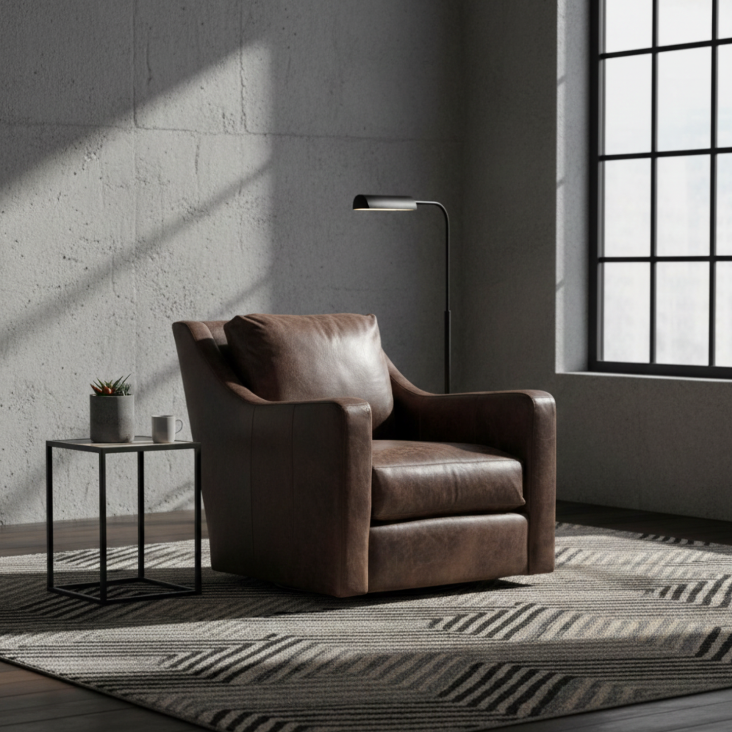 BernhardtVenturaLeatherSwivelChair with side table
comfortdesignfurnitures