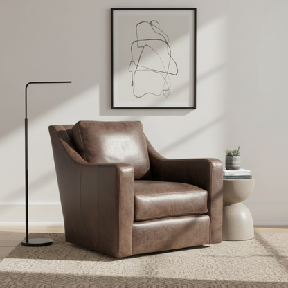 Bernhardt Ventura Leather Swivel Chair