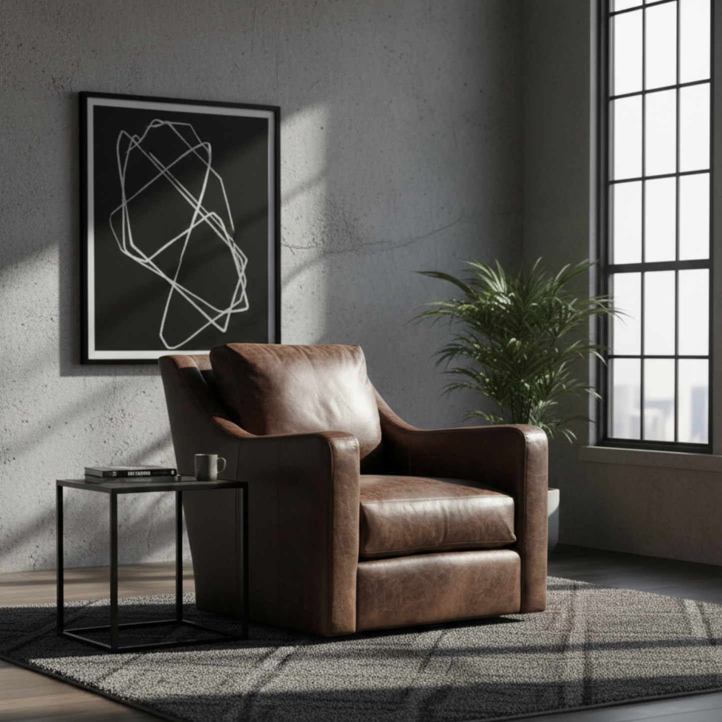 Bernhardt Ventura Leather Swivel Chair