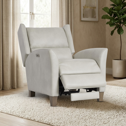 Bernhardt Weller Leather Power Motion Recliner Chair with USB Charging Port-Comfort Design