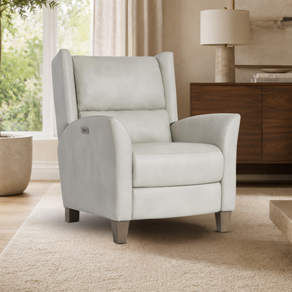 Bernhardt Weller Leather Power Motion Recliner Chair with USB Charging Port-Comfort Design