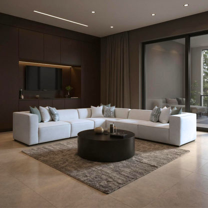 Bernhardt Bliss Cream Fabric Modular Sectional Sofa