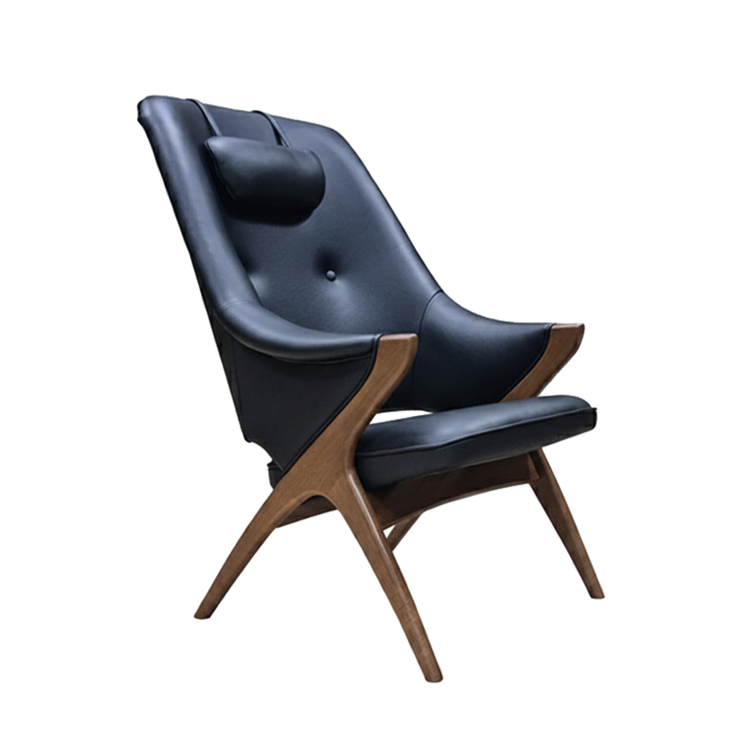 Fjords Bravo Leather Chair with Headrest Pillow and Ottoman