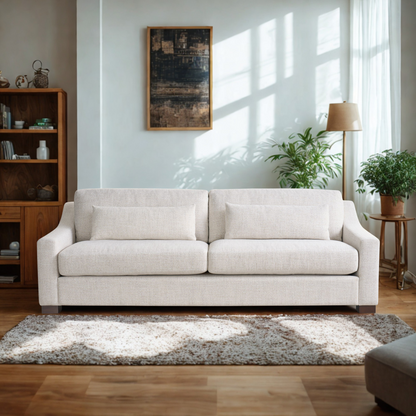 Universal Furniture Brooklyn White Fabric Sofa With Throw Pillows