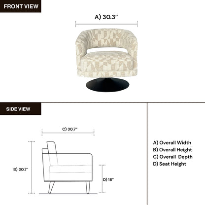 Klaussner Fallon Geometric Fabric Swivel Barrel Chair
