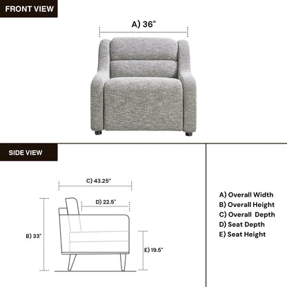 Bernhardt Gio Fabric Power Motion Recliner Chair with Power Controls-Comfort Design Furniture