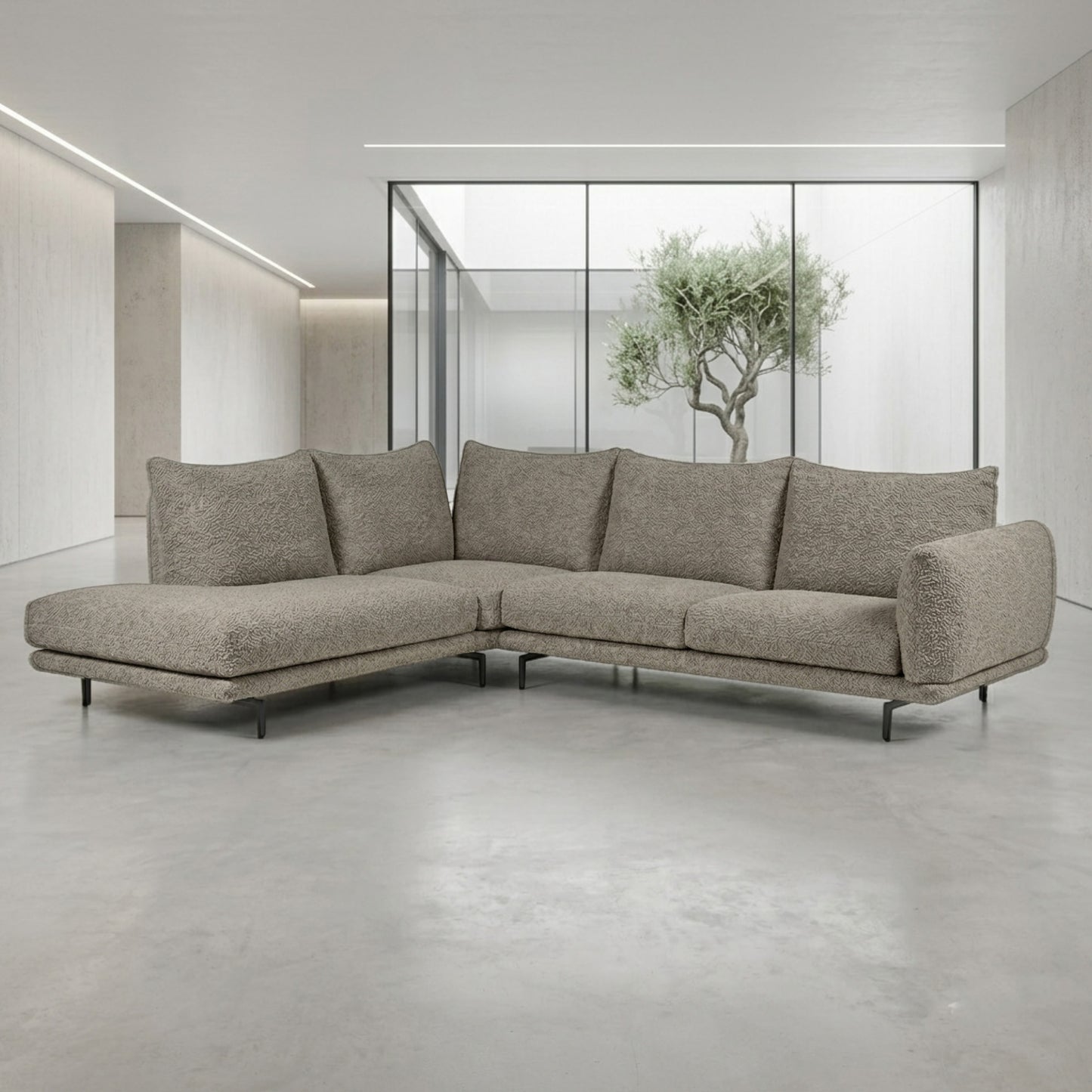 Calia Italia Dragees Fabric Modular Sectional Sofa with Lounge Chaise