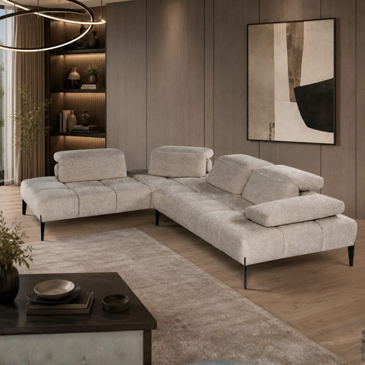 Calia Italia Skyline Modular Sectional Long Chaise With Adjustable Headrest