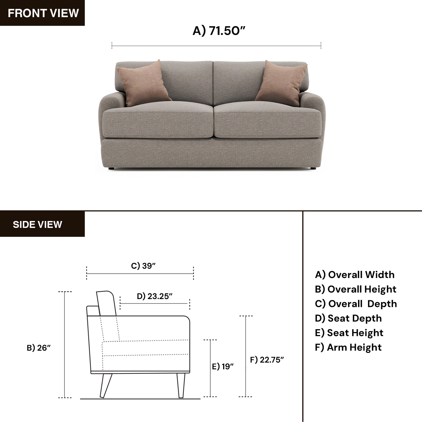 Bernhardt Cameron Fabric Loveseat With Oversized Roll Arms