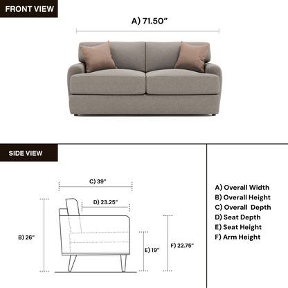 Bernhardt Cameron Fabric Loveseat With Oversized Roll Arms