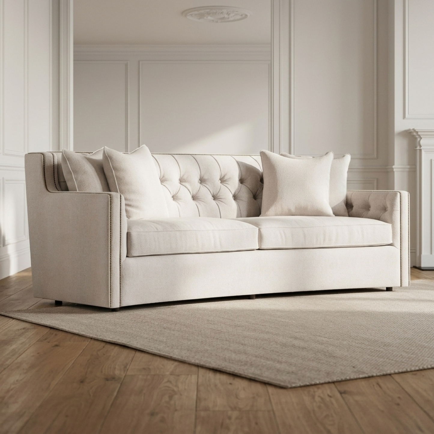 Bernhardt Candace 3-Seater Fabric Curved Tufted Sofa