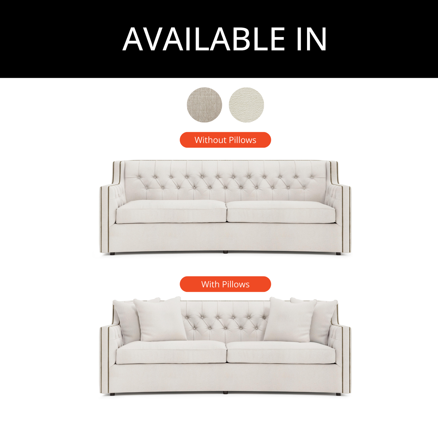 Bernhardt Candace 3-Seater Fabric Curved Tufted Sofa