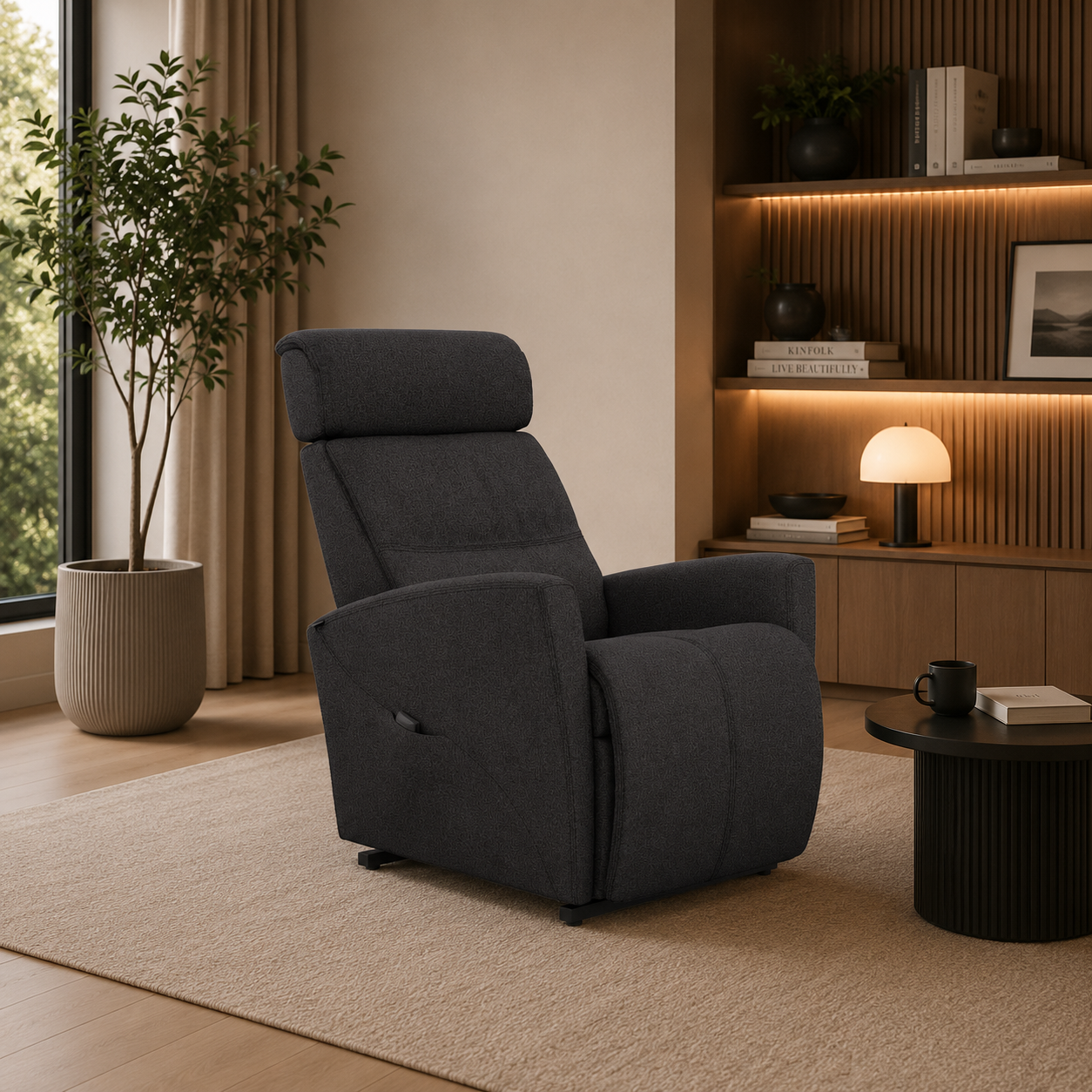 Fjords Milan Leather Lift Recliner Chair with Motorized Headrest