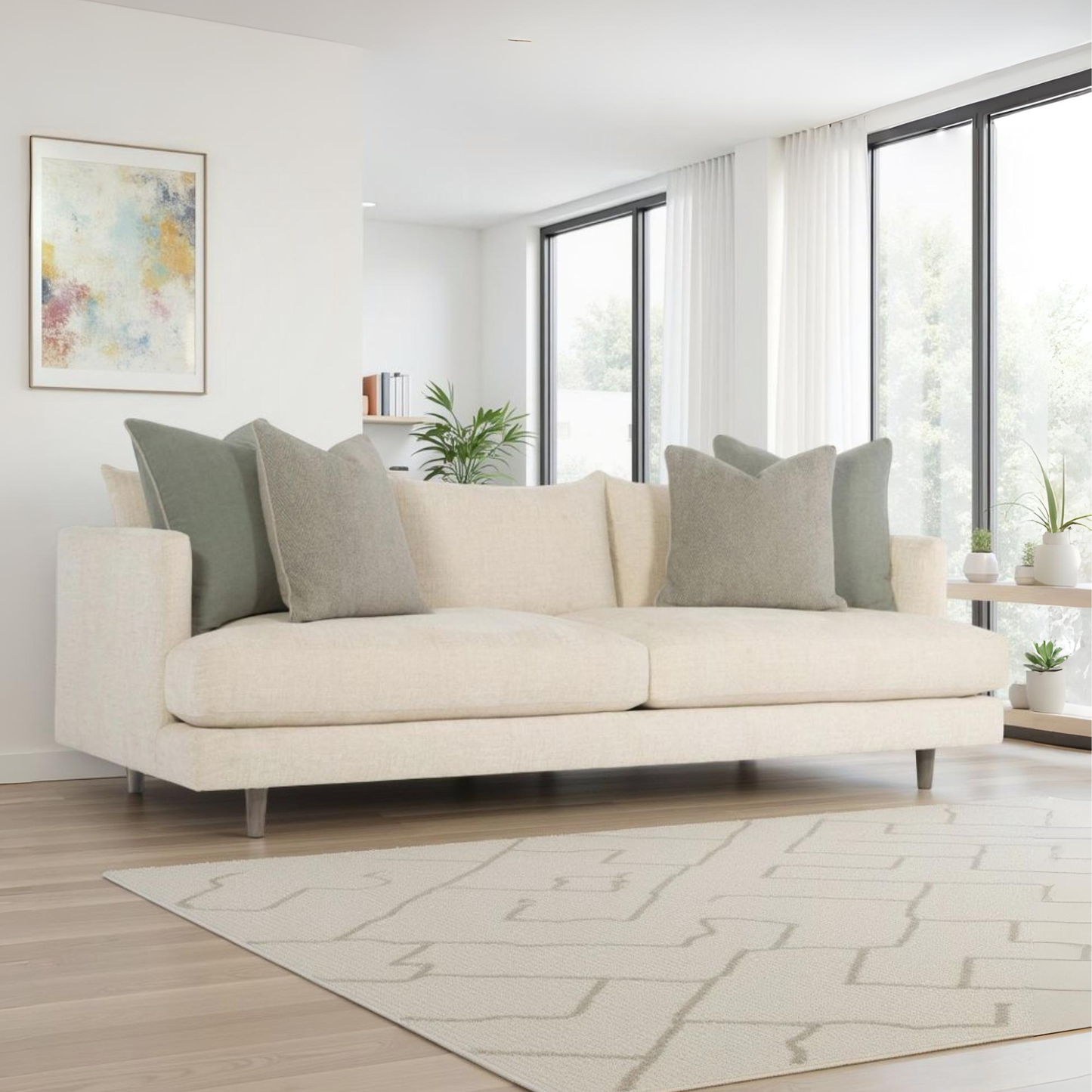 Bernhardt Living Colette White Cream Fabric Sofa