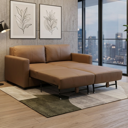 Klaussner Nova Queen Leather Sleeper Sofa with Foam Mattress