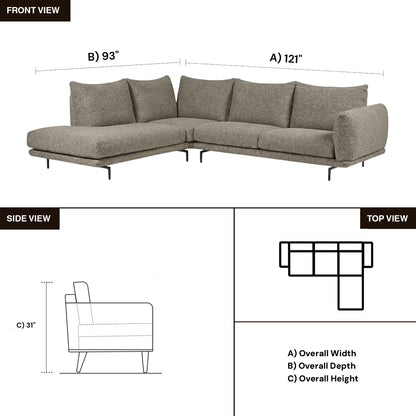 Calia Italia Dragees Fabric Modular Sectional Sofa with Lounge Chaise