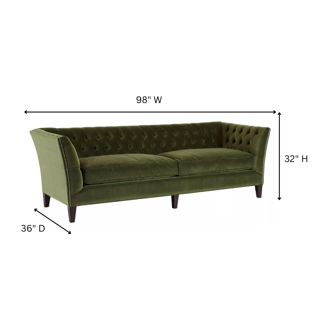 Universal Furniture Duncan 2-Seater Fabric Tufted Sofa in Green