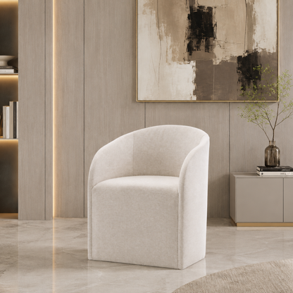 Bernhardt Finch Beige Fabric Arm Dining Chair with No Visible Legs