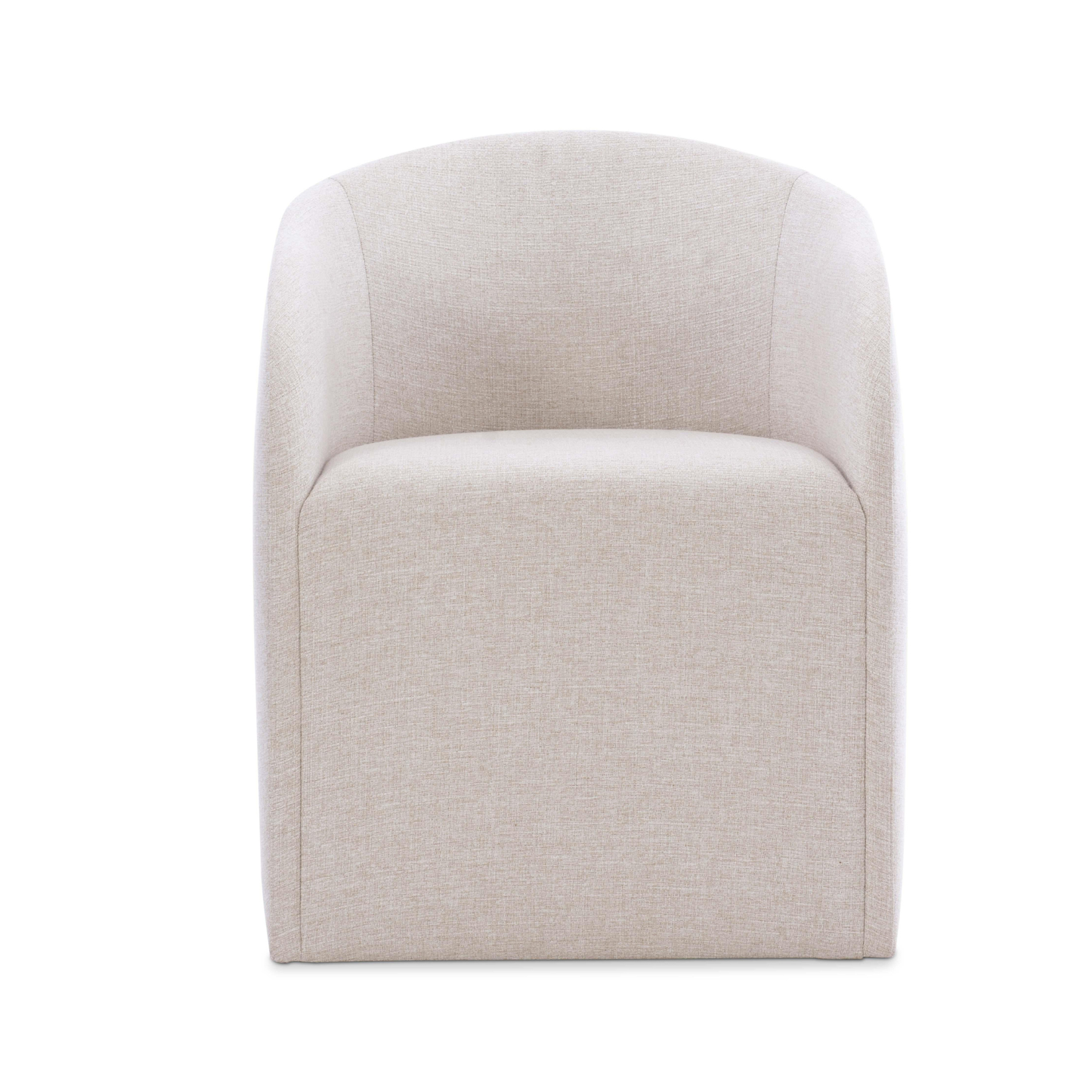 Bernhardt Finch Beige Fabric Arm Dining Chair with No Visible Legs