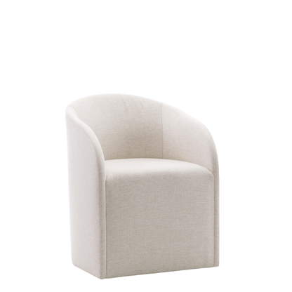 Bernhardt Finch Beige Fabric Arm Dining Chair with No Visible Legs
