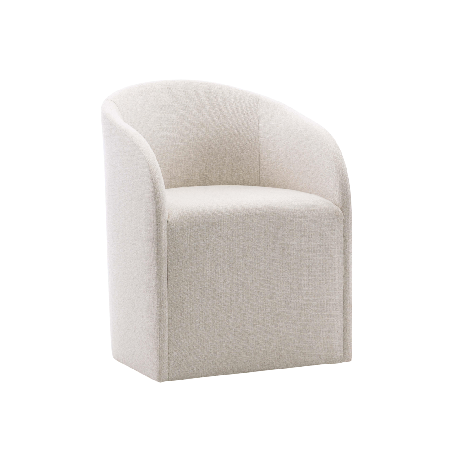 Bernhardt Finch Beige Fabric Arm Dining Chair with No Visible Legs