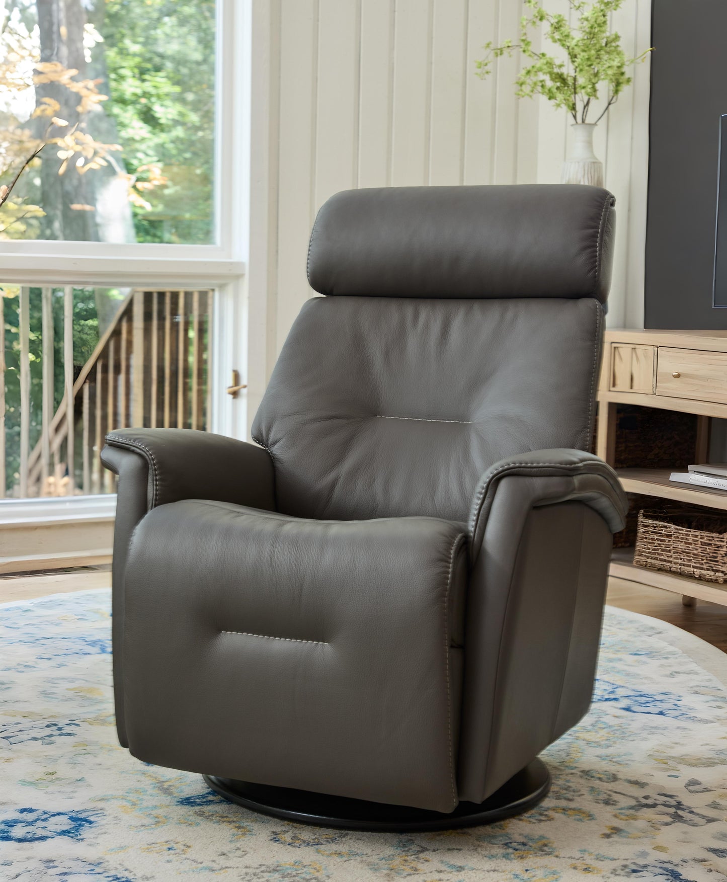 Fjords Rome Leather Power Recliner Chair With Swivel Glider Motion