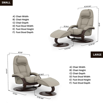 Fjords Admiral C swivel recliner chair with footstool detail view for comfort furniture
