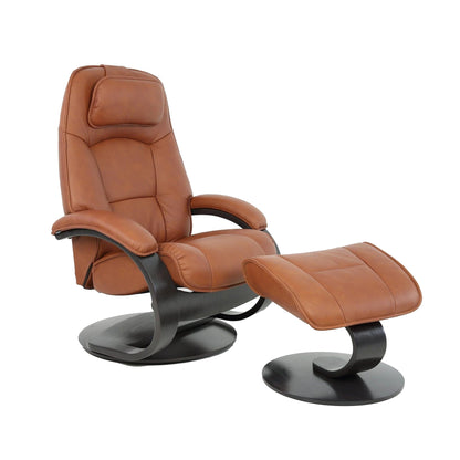 Fjords Admiral C recliner swivel base detail with matching footstool for comfort furniture