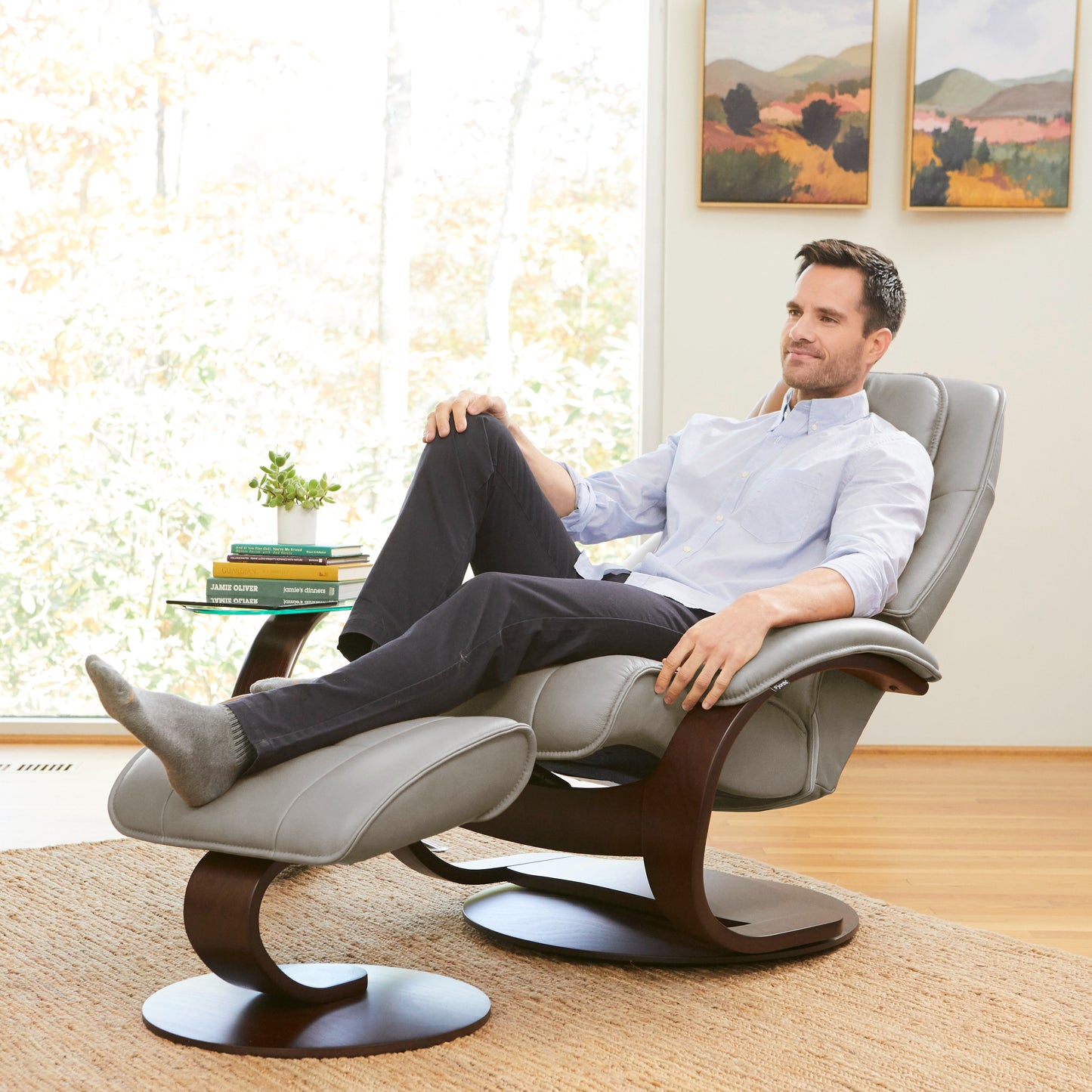 Fjords Admiral C chair and footstool set from overhead perspective for comfort furniture