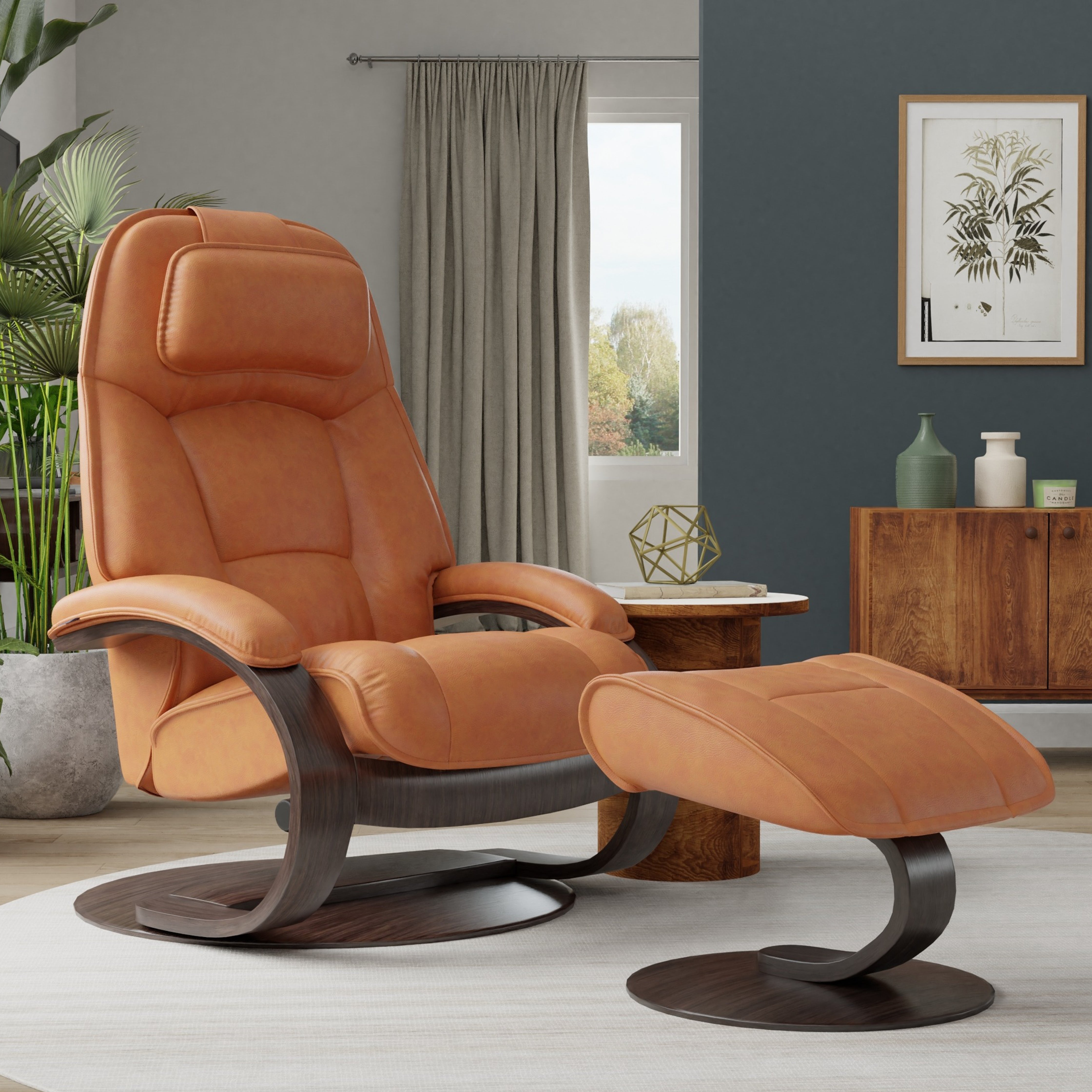 Fjords Admiral C Swivel Recliner Chair with Foot Stool – Comfort