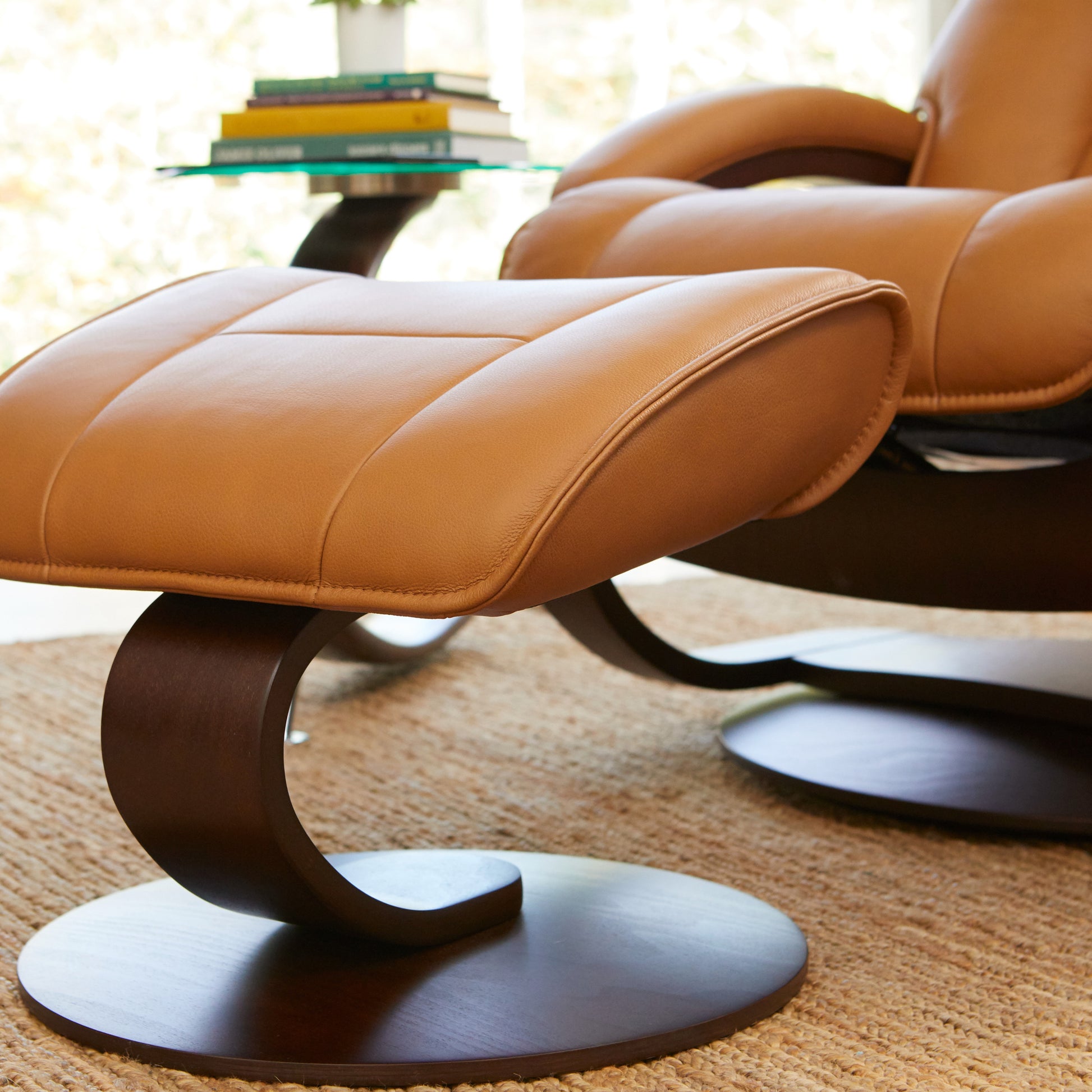 Fjords Admiral C recliner detail of stitching and quality materials for comfort furniture