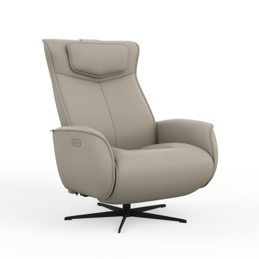 Fjords Axel Leather Power Recliner Chair with Swivel Glider Base