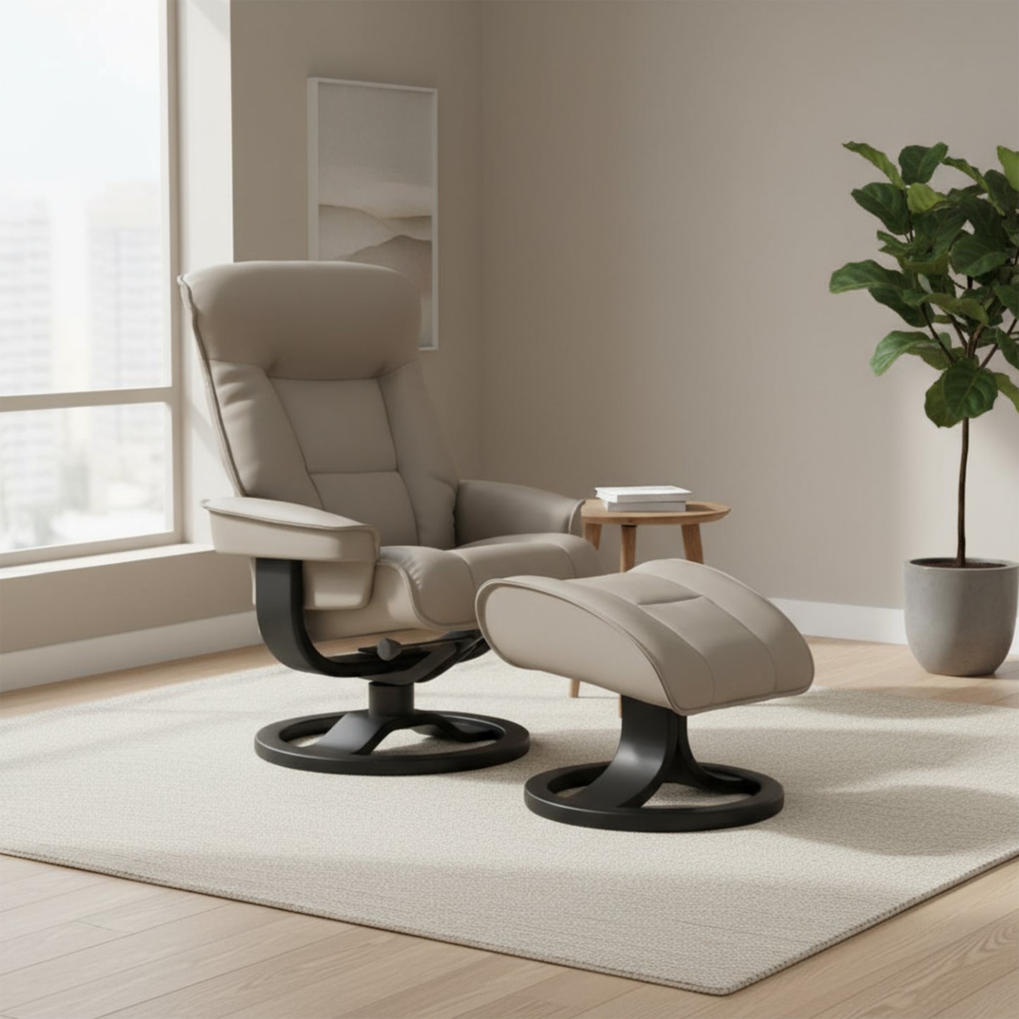 Fjords Bergen R Leather Recliner Chair With Foot Stool