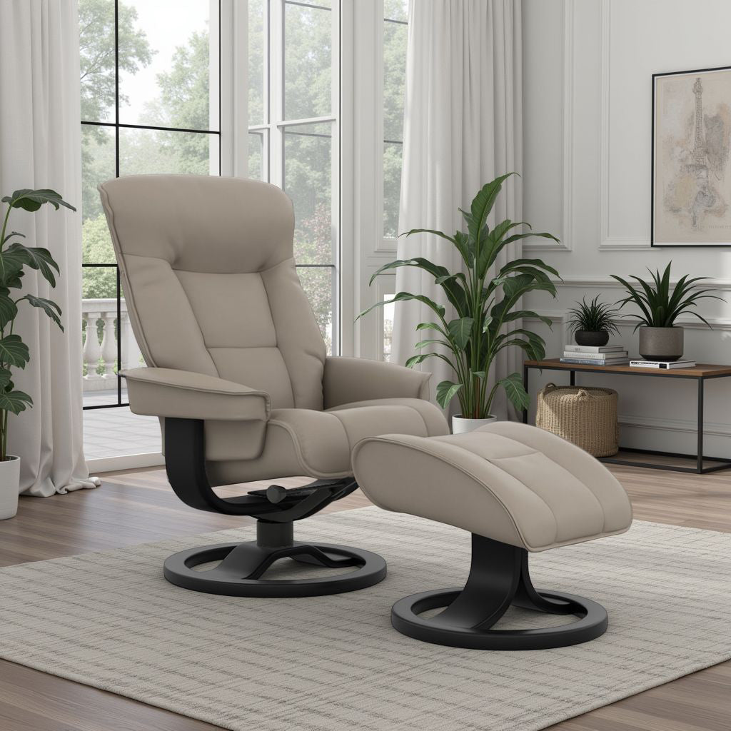 Fjords Bergen R Leather Recliner Chair With Foot Stool