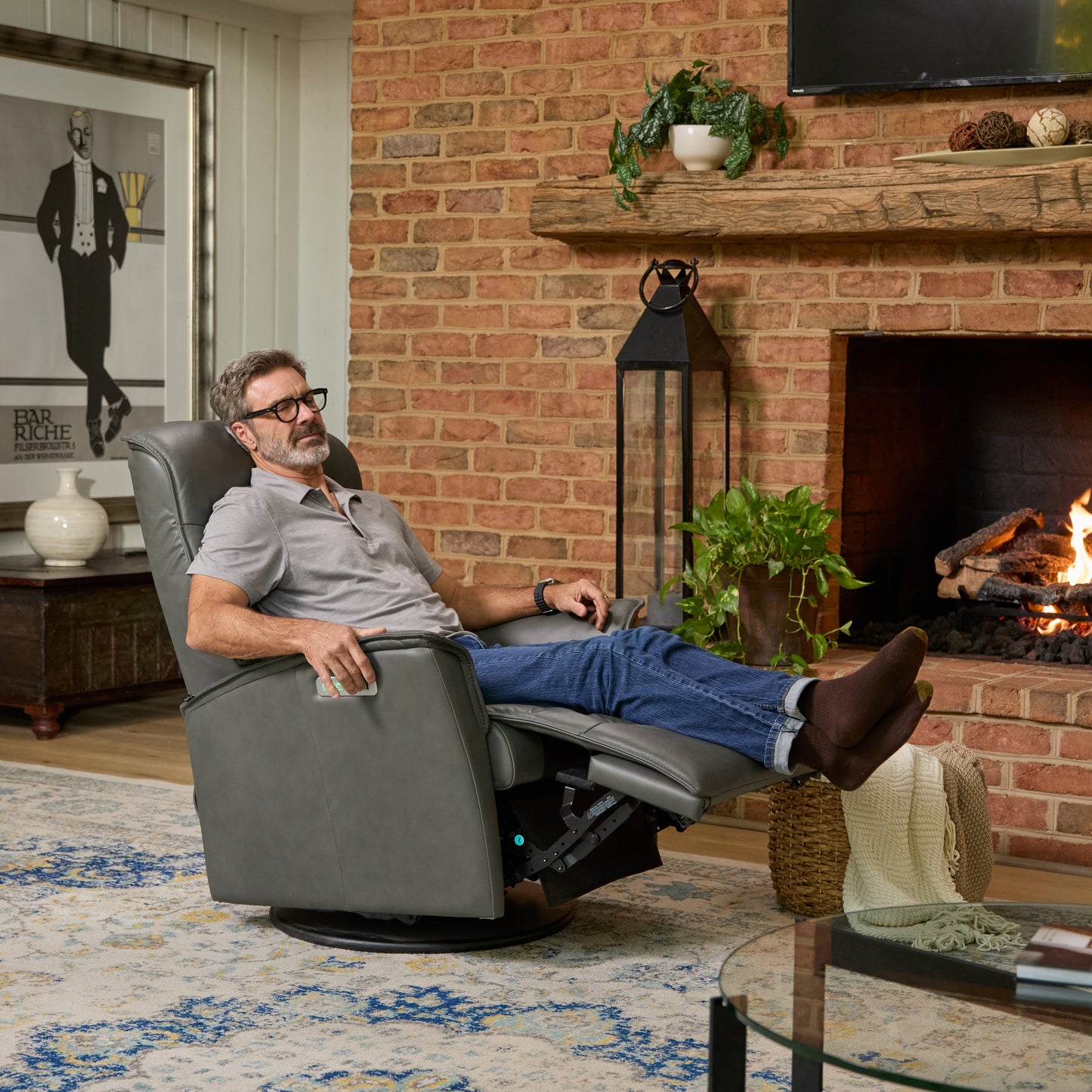 Fjords Dallas Swing Relaxer Leather Recliner Chair