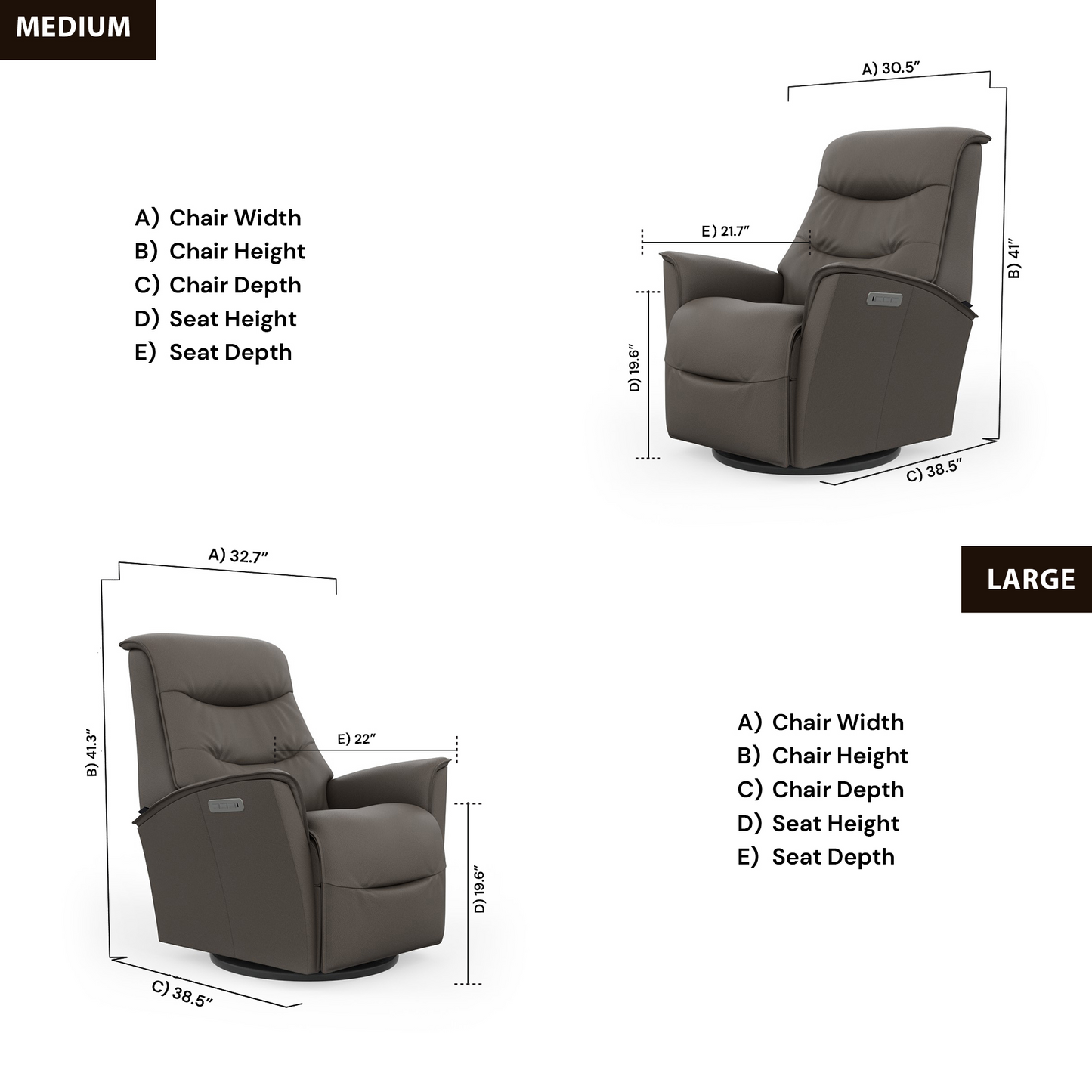 Fjords Dallas Swing Relaxer Leather Recliner Chair