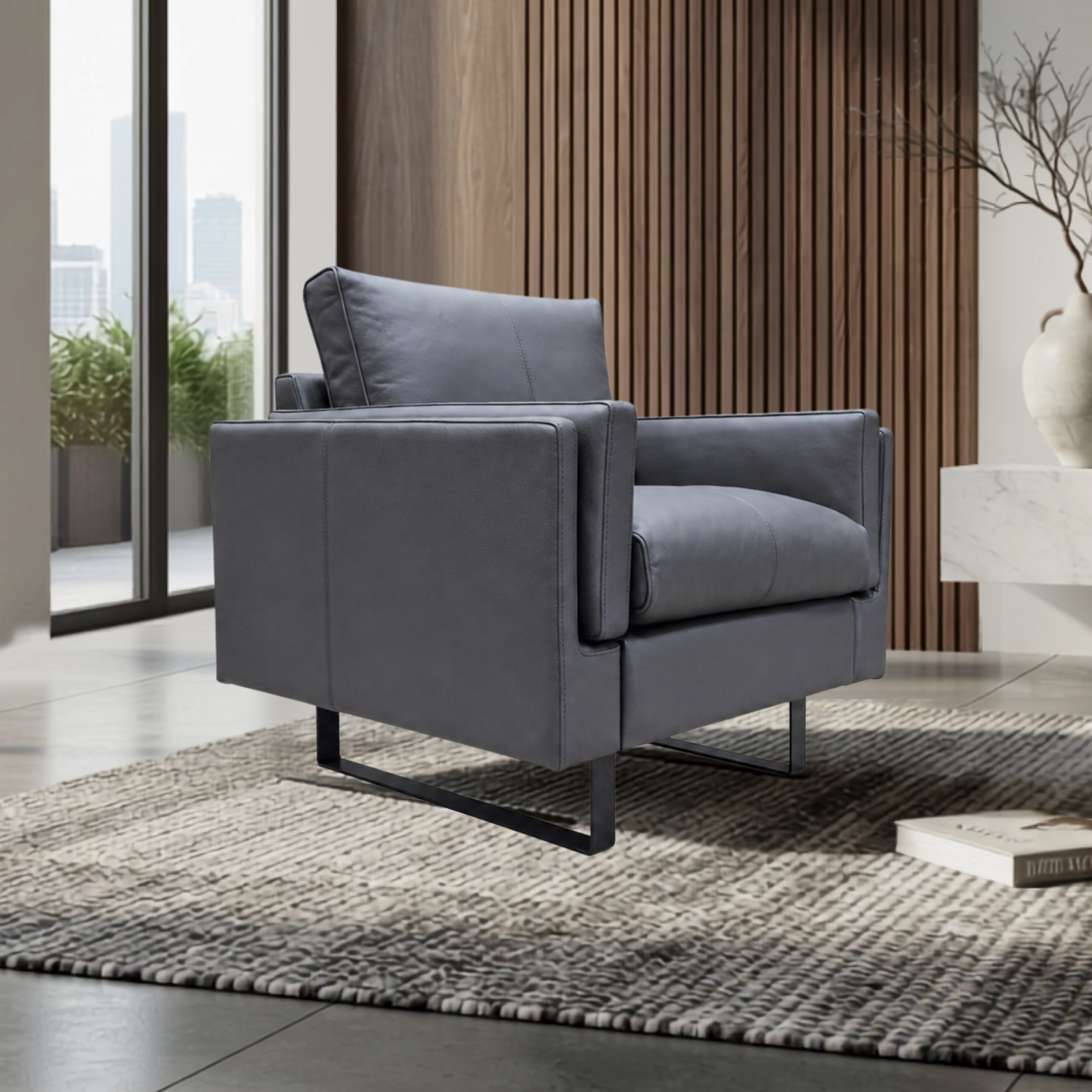 Fjords Endless Leather Accent Chair with Feather Cushions-Comfort Design Furniture