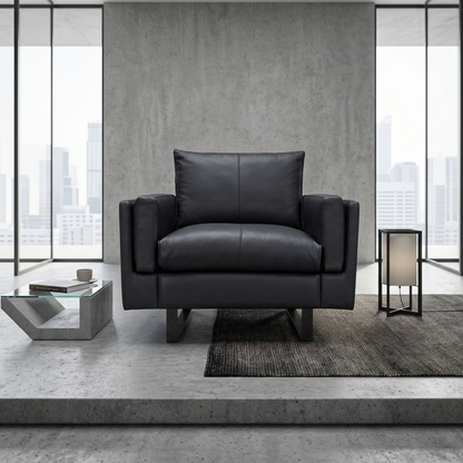Fjords Endless Leather Accent Chair with Feather Cushions-Comfort Design Furniture