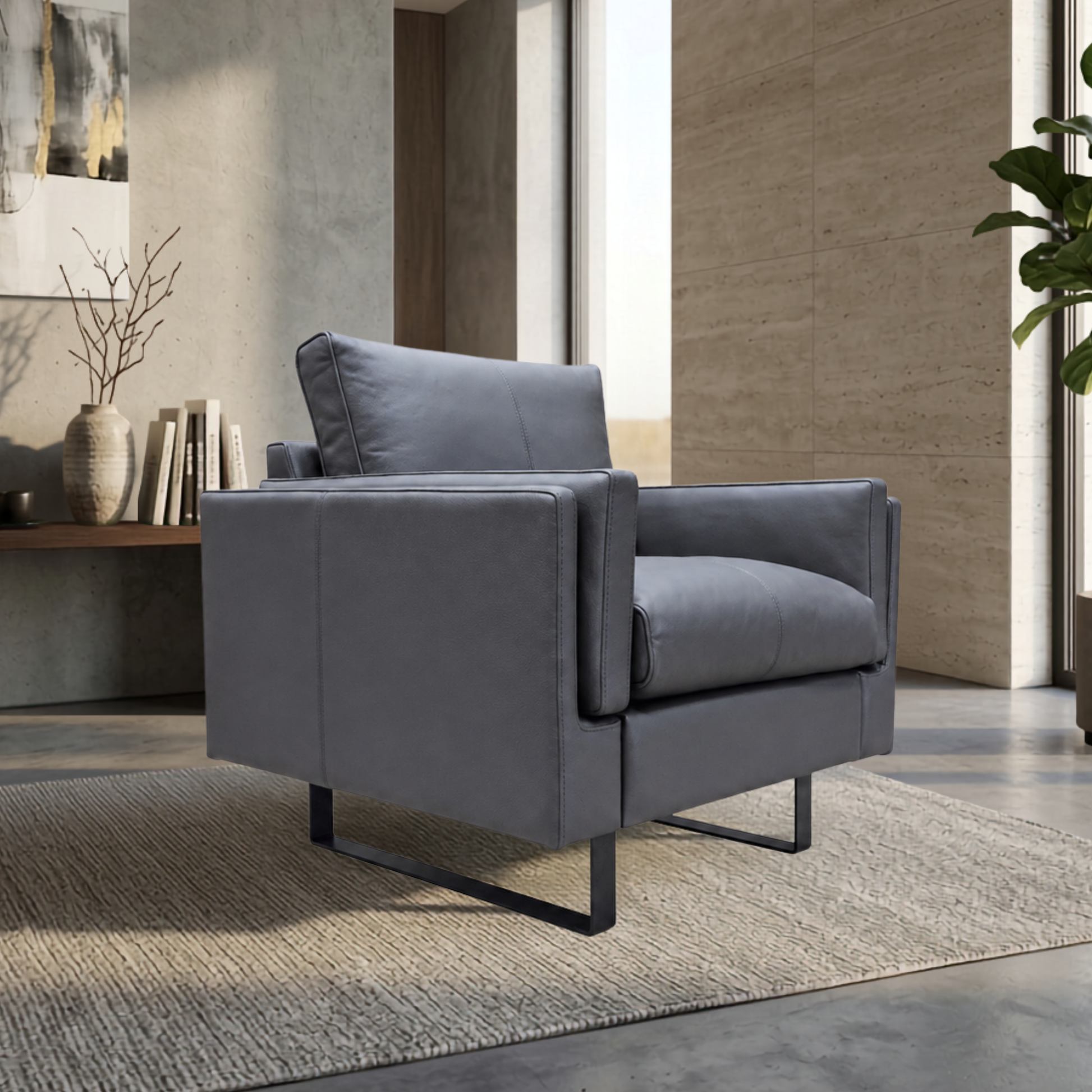 Fjords Endless Leather Accent Chair with Feather Cushions-Comfort Design Furniture
